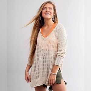 Free People Pretty In Pointelle Tunic Sweater
